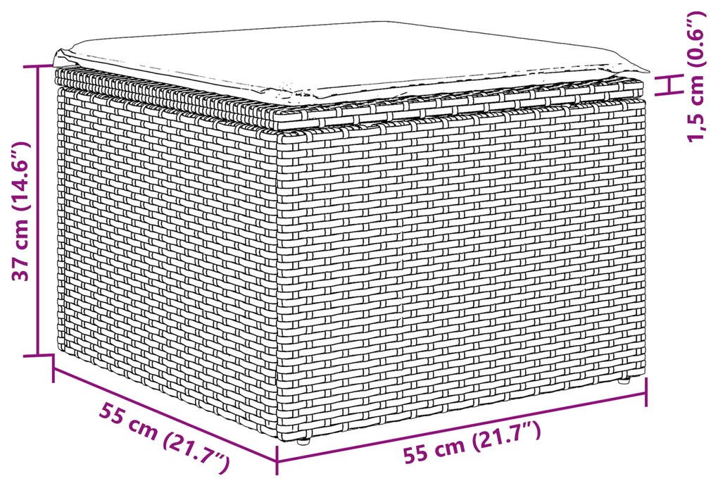 Conjunto de Sofá de Jardim de 6 Peças com Almofadas de Vime Cinza