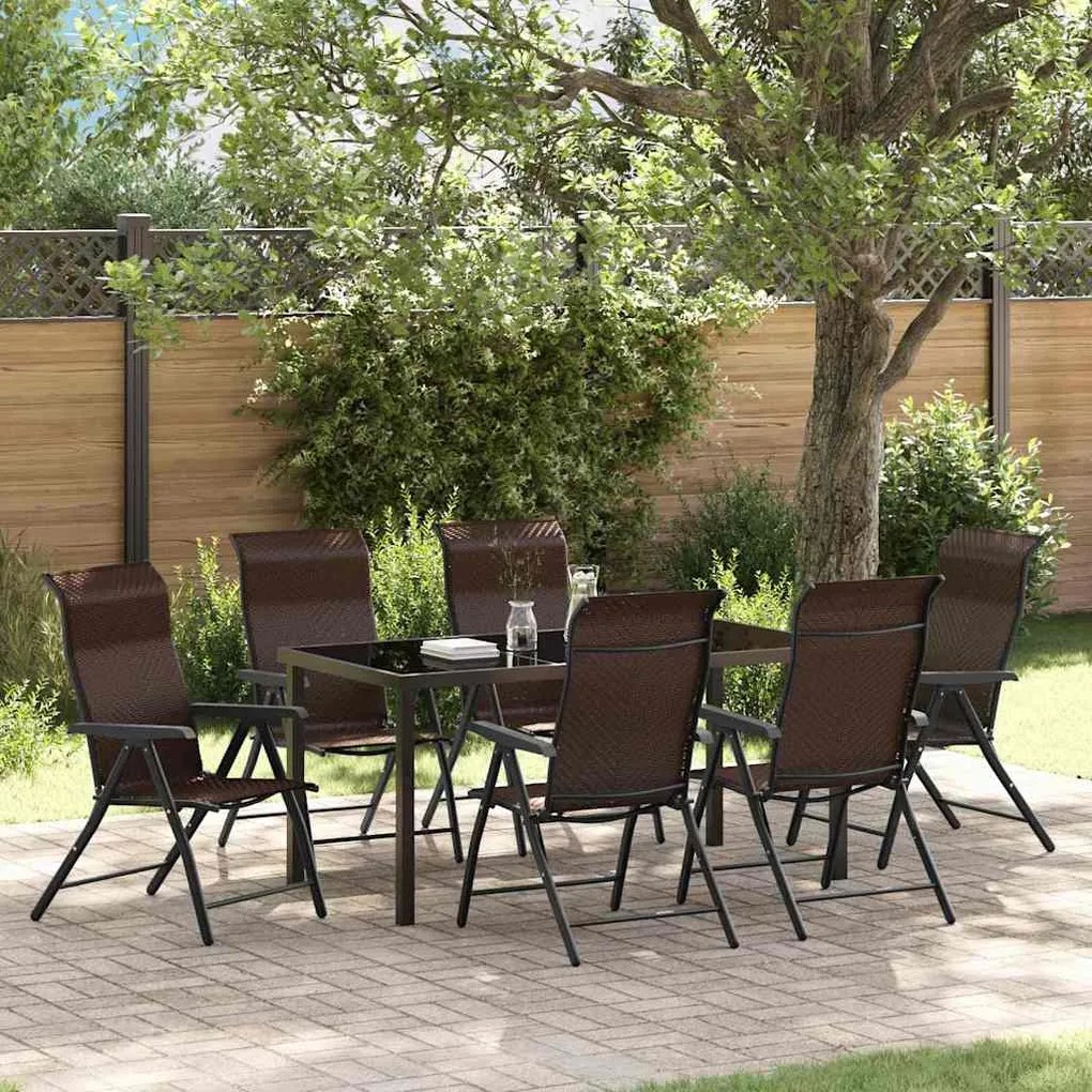 vidaXL Conjunto de Jantar de Jardim 7 Peças em Rattan Sintético Marrom