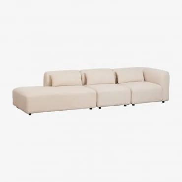 Sofá Modular De Canto Em 3 Peças Com Chaise Longue À Esquerda Fogler Tecido Pele De Borrego Bege Creme - Sklum