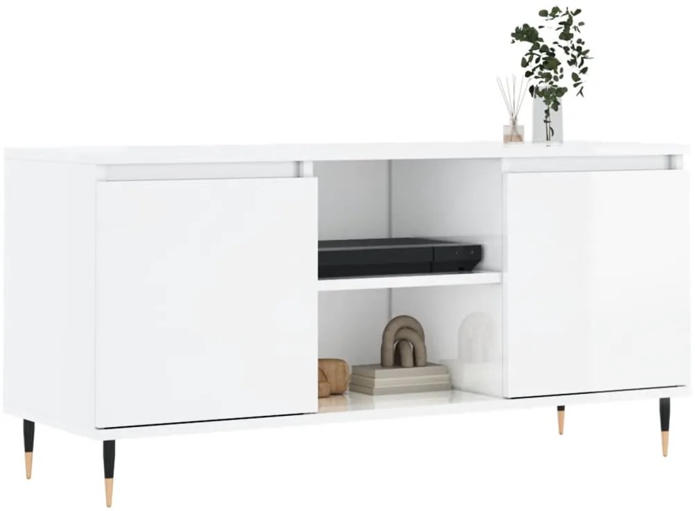 Móvel de TV 104x35x50 cm derivados de madeira branco brilhante