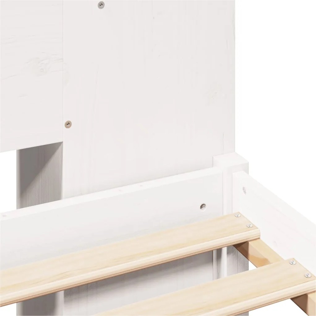 Cama com estante sem colchão 140x190 cm pinho maciço branco