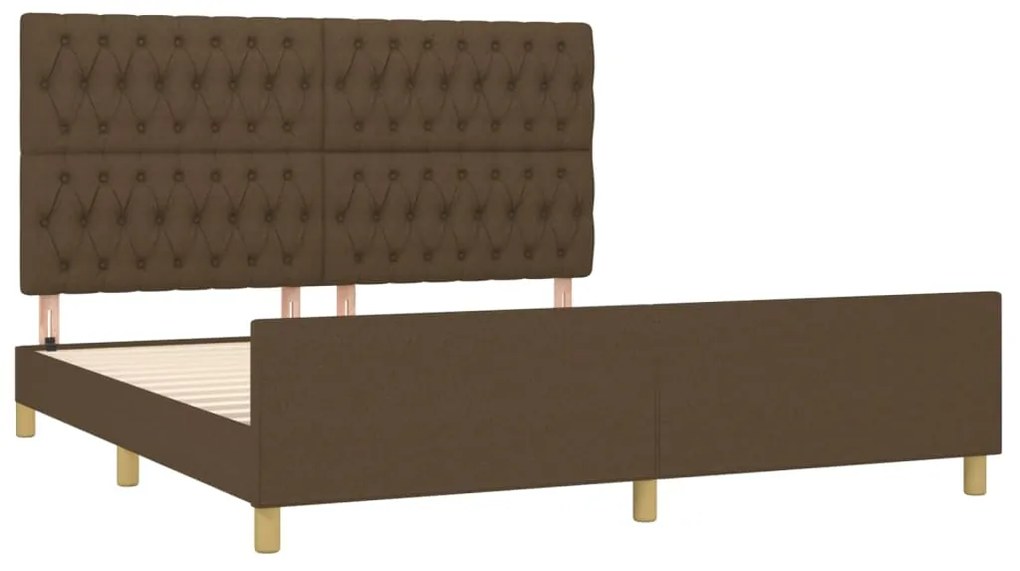 Estrutura de cama sem colchão 180x200 cm tecido castanho-escuro