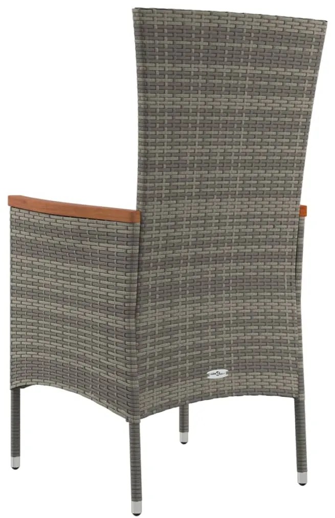 Cadeiras de jardim c/ almofadões 4 pcs vime PE cinzento