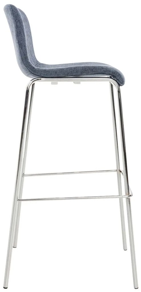 Conjunto de 2 bancos de bar Hoover em tecido e com estrutura cromada 43 x 100 x 48 cm Azul