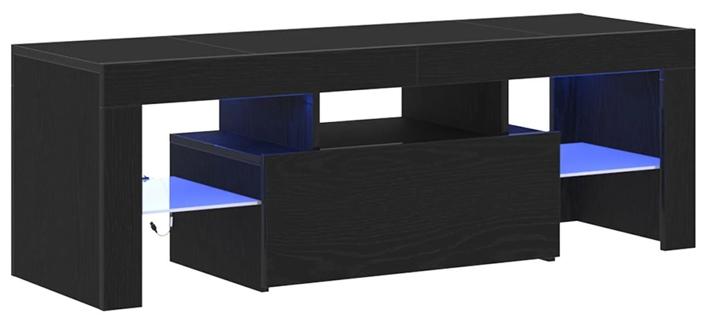 Rack de TV vidaXL com Luzes LED Carvalho Preto 120x35x40 cm