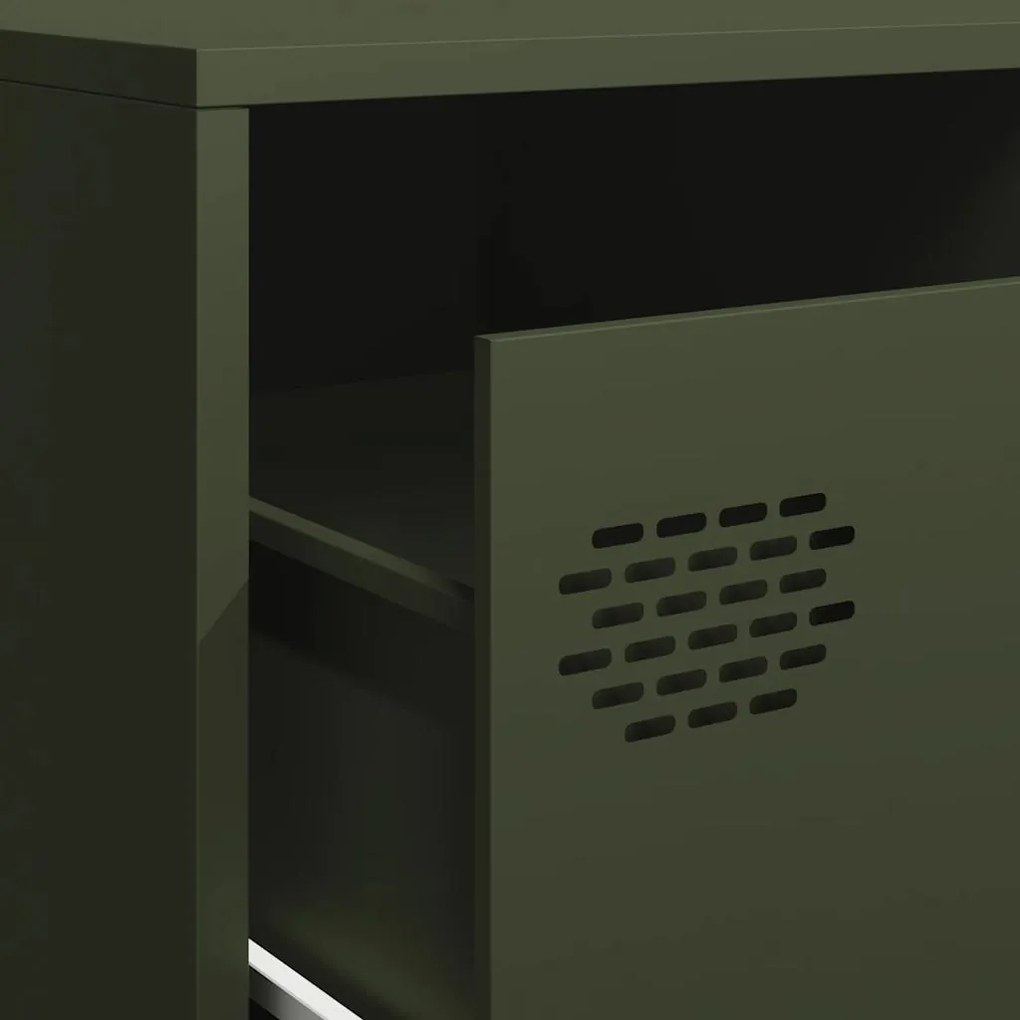 Móvel de TV 202x39x43,5 cm aço laminado a frio verde-azeitona