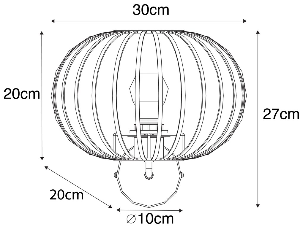 Candeeiro de parede design castanho ferrugem 30 cm - Johanna Design