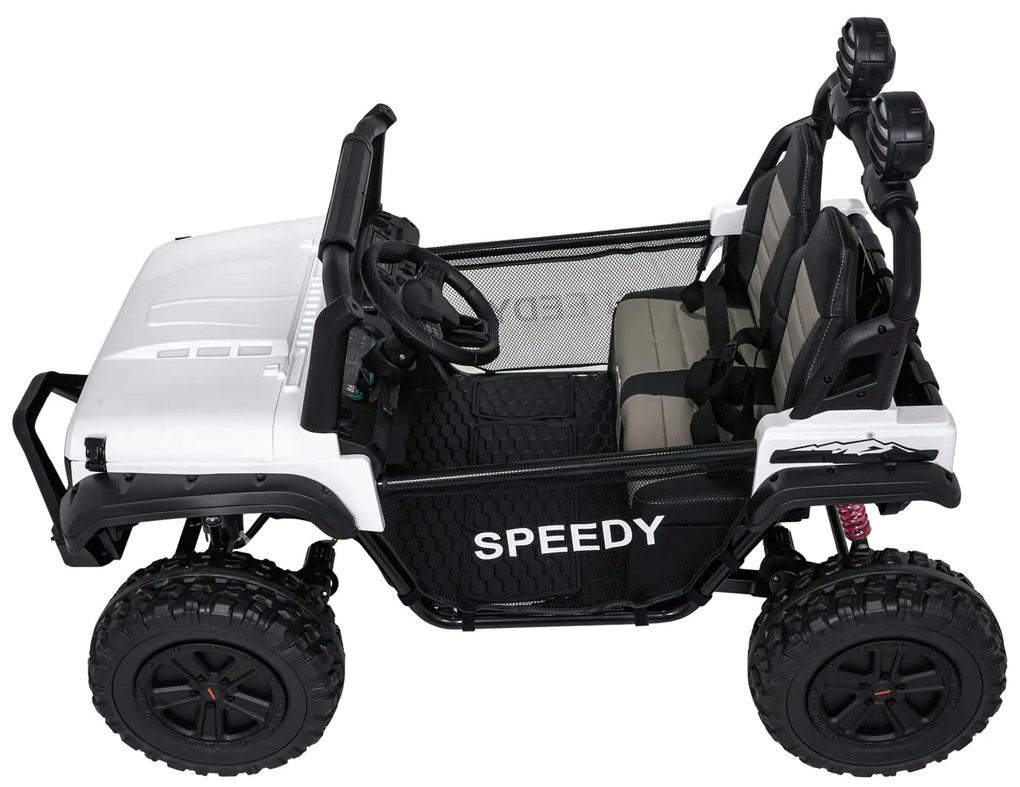 Jipe elétrico para Crianças 2 Lugares 24V 4x4 PASSION 4x4 Off-Road Rodas Espuma EVA, Assento couro ecológico Branco