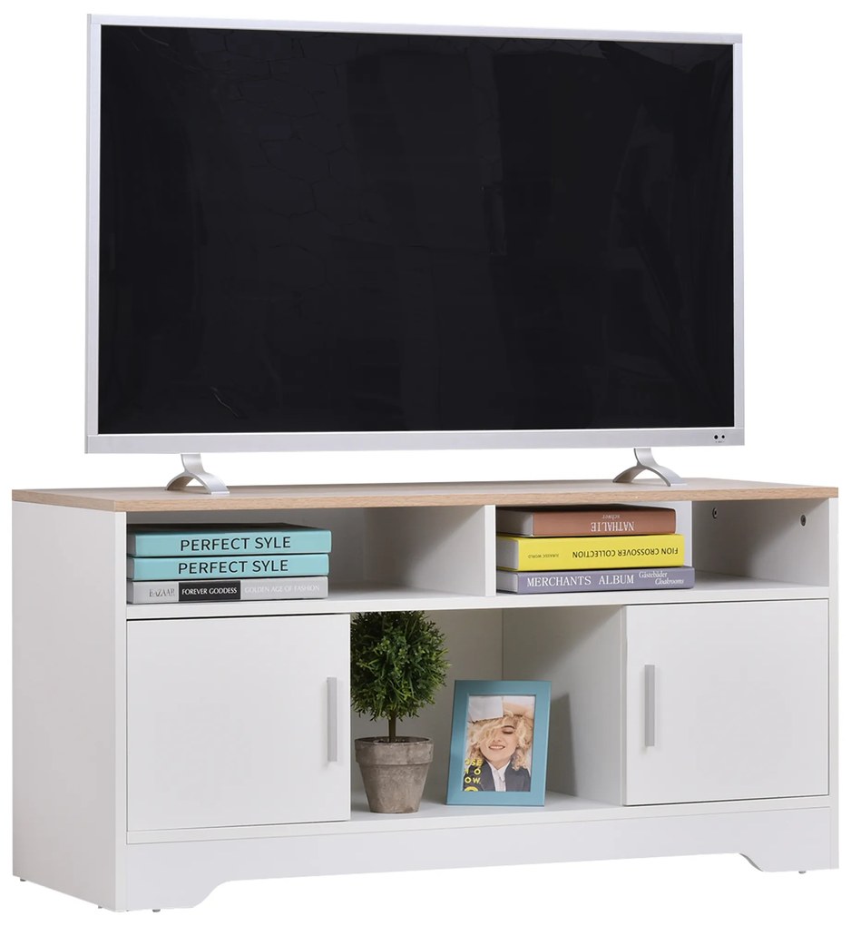 Móvel de Televisão Grande Espaço de Armazenamento Prateleiras Abertas 105x40x52 cm Branco