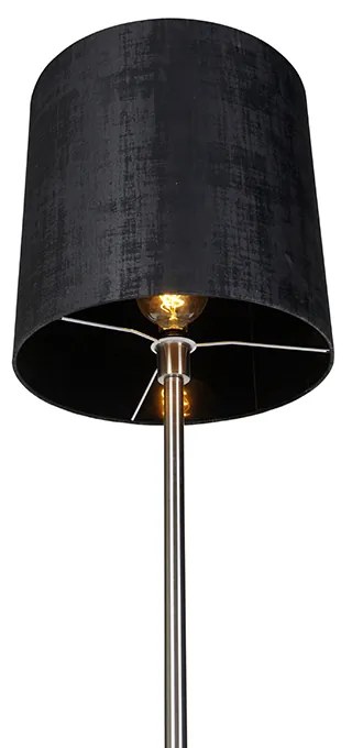 Candeeiro de pé moderno em aço com cúpula preta 40 cm - Simplo Moderno