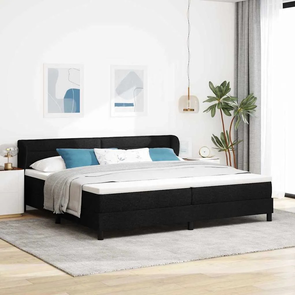 vidaXL Cama Box com colchão com cabeceira Preto 200 x 200 cm tecido