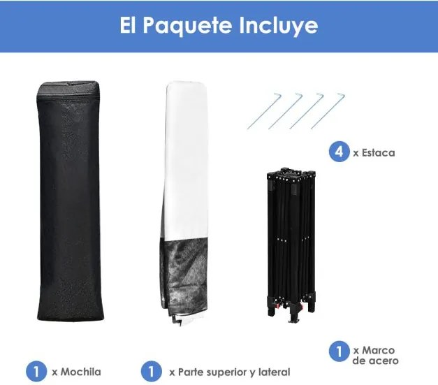 Tenda com abertura automática e pernas inclinadas 182 x 182 cm de proteção solar para exterior branco