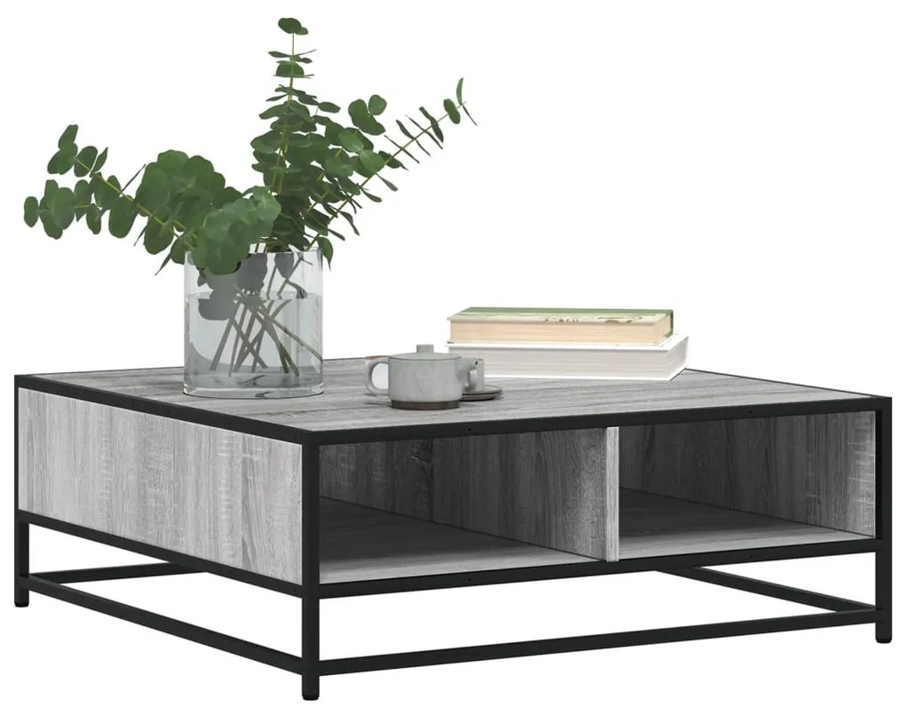 Mesa de centro 80x80x30 cm deriv. madeira/metal cinzento sonoma