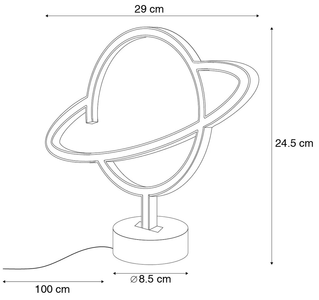 Candeeiro de mesa Neon amarelo com azul incluindo LED - Planet Design