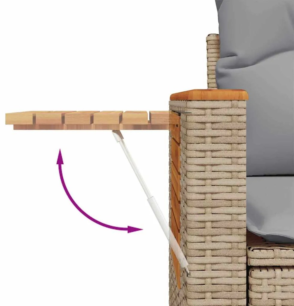 Conjunto de Sofá de Jardim vidaXL com 14 Peças e Almofadas Bege Rattan