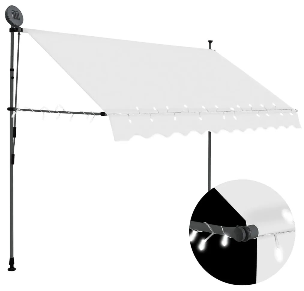 Toldo retrátil manual com LED 300 cm creme