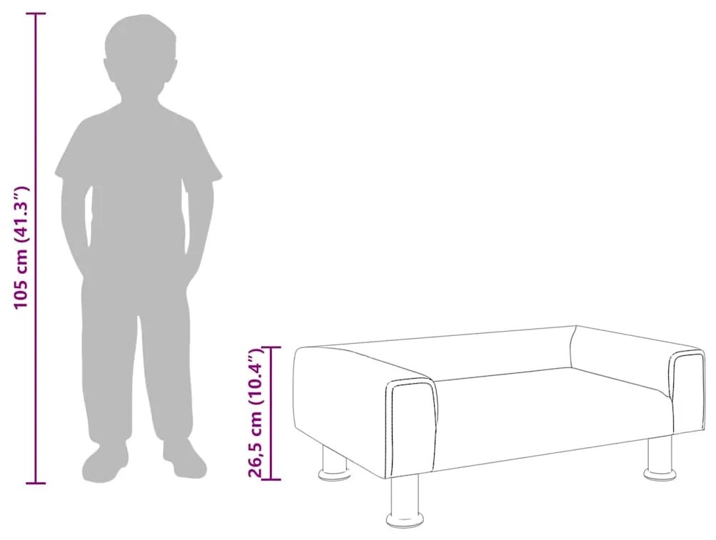 Sofá infantil 70x45x26,5 cm veludo cinzento-claro