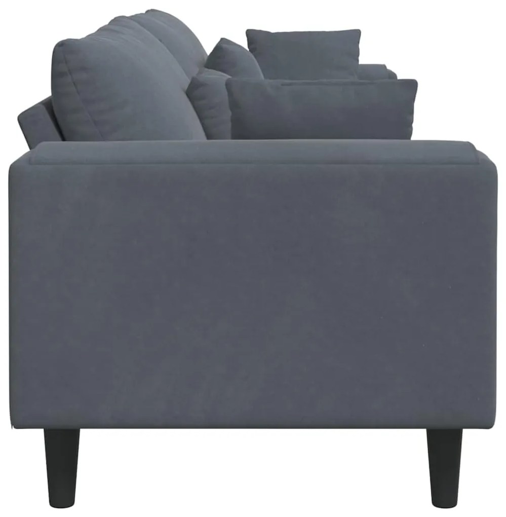 Sofá de Veludo com almofada com travesseiro Cinza Escuro 208 cm Veludo