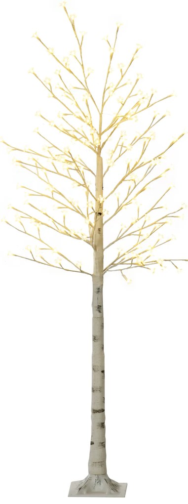 HOMCOM Árvore Cerejeira 180 Luzes LED IP4 Banco Quente Luz Ajustável 3 Modos Decorativa 21,5x21,5x180cm Branco | Aosom Portugal