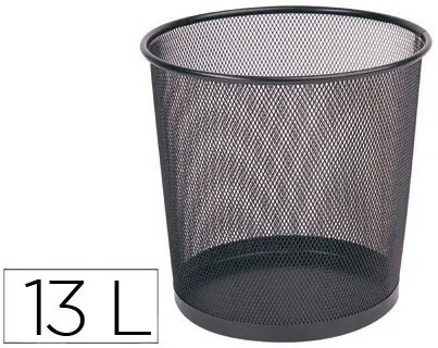 Cesto de Papeis Q-Connect de Rede Metálico Preto Capacidade 13 Litros 28x26,5 cm