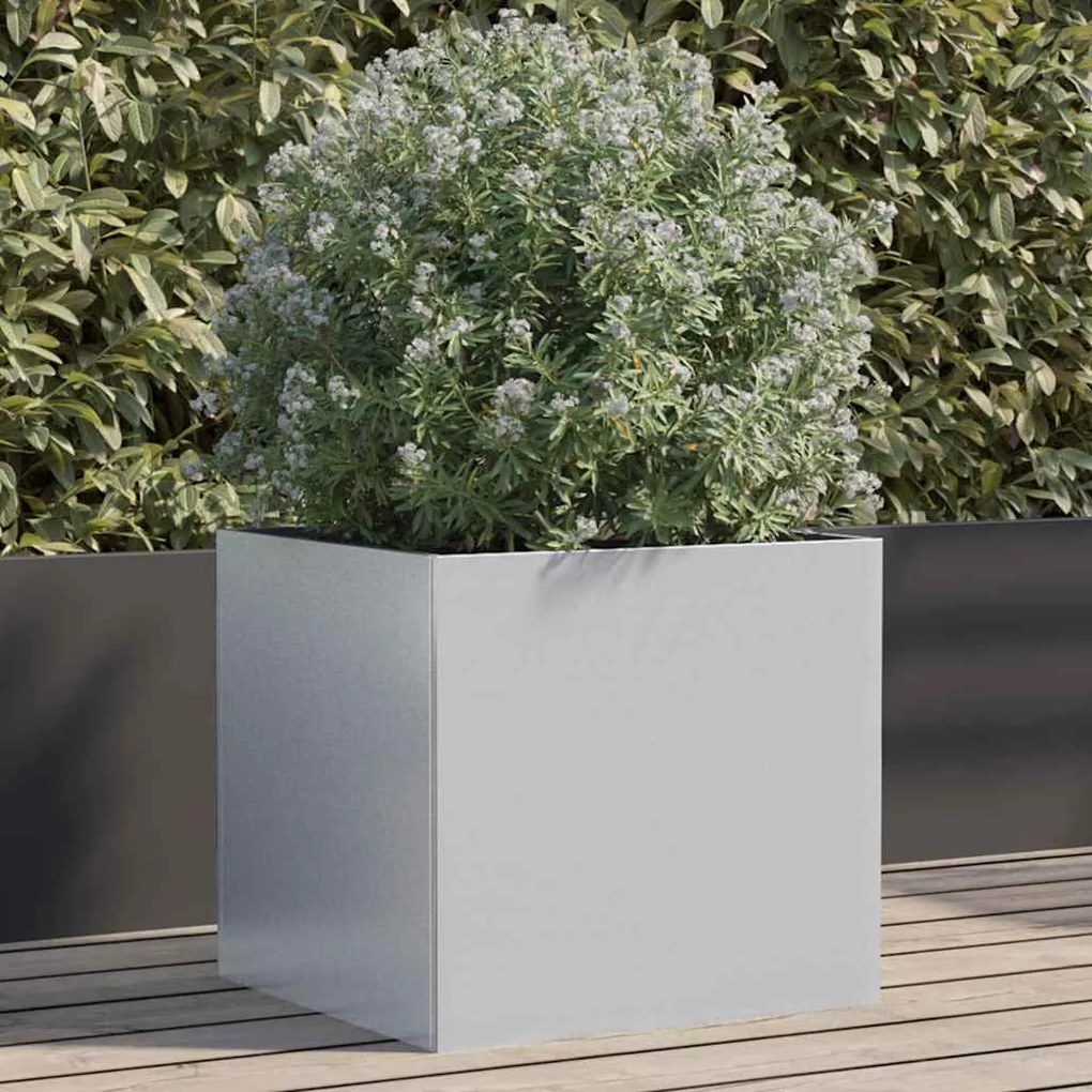 Vaso/floreira 42x40x39 cm aço galvanizado prateado