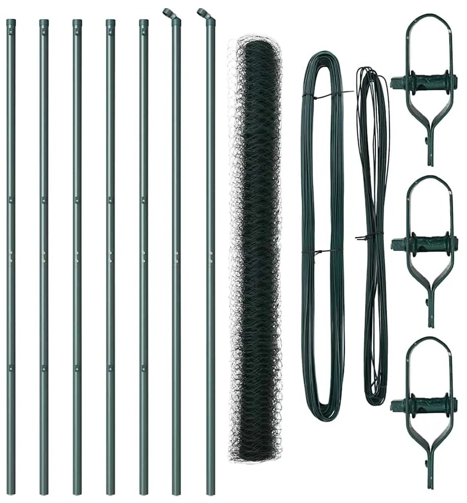 Cerca Hexagonal vidaXL Verde 1,6x10 m Aço