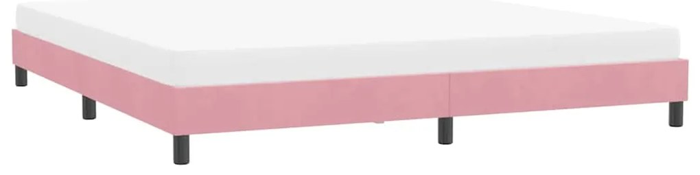 Estrutura de cama com colchão 180x220 cm veludo rosa