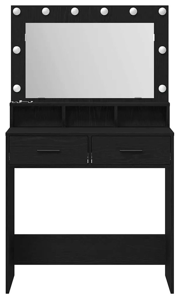 Mesa de Maquilhagem vidaXL com Luzes de LED Carvalho Preto 79x41x135 c