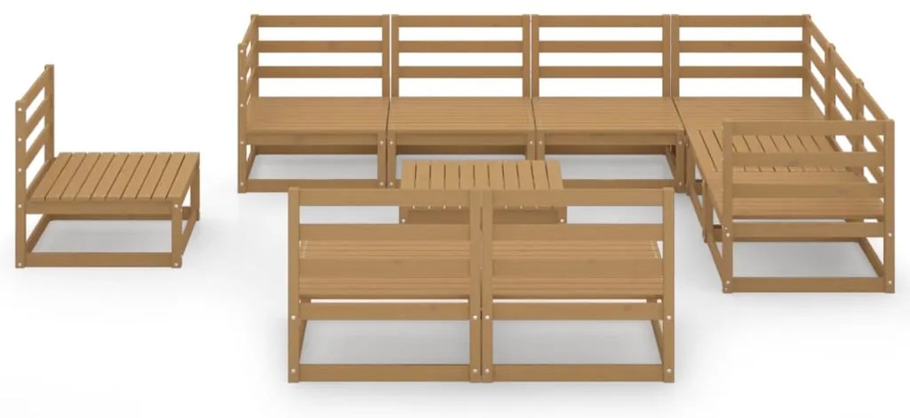 10 pcs conjunto lounge de jardim pinho sólido castanho mel