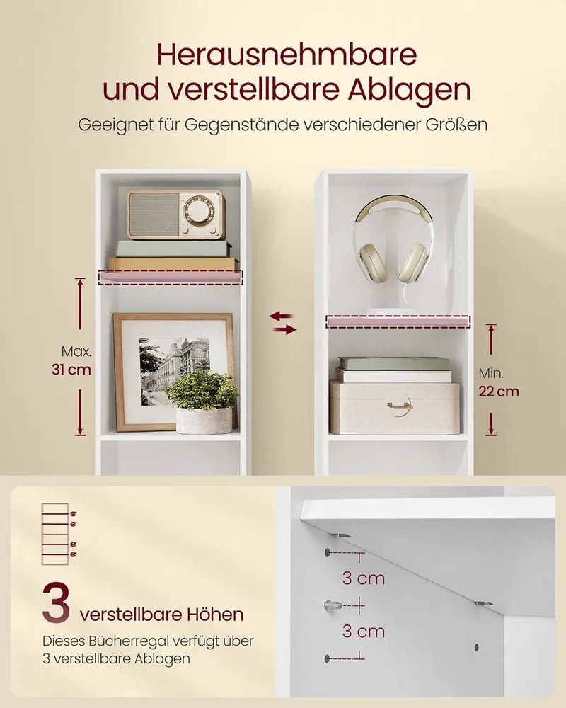 Estante com 5 compartimentos abertos 24 x 30,2 x 134,2 cm em branco
