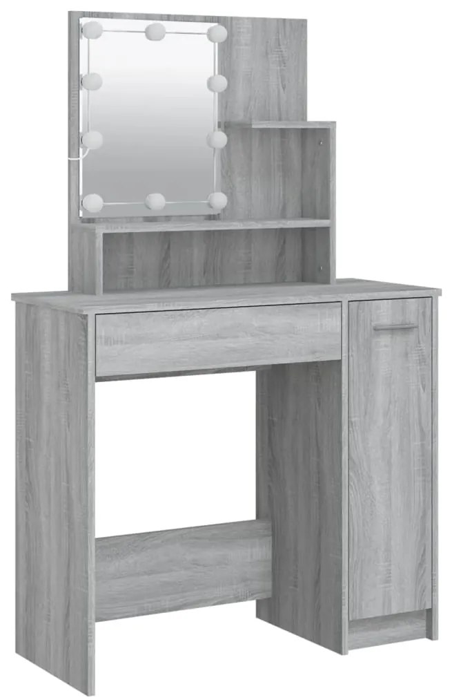 Toucador com LEDs 86,5x35x136 cm sonoma cinza