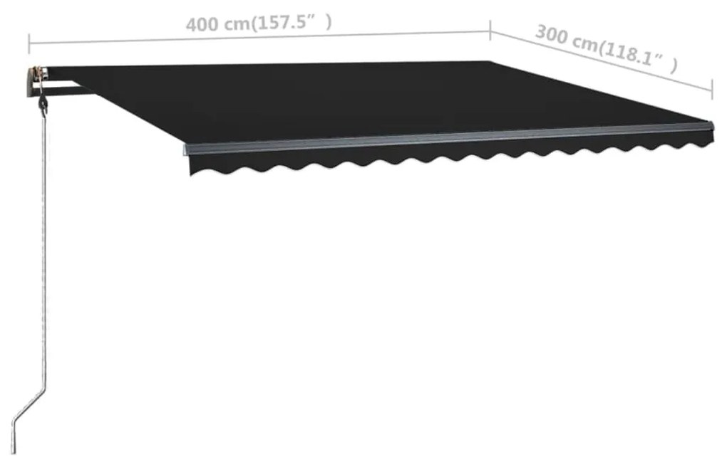 Toldo retrátil manual com LED 400x300 cm antracite