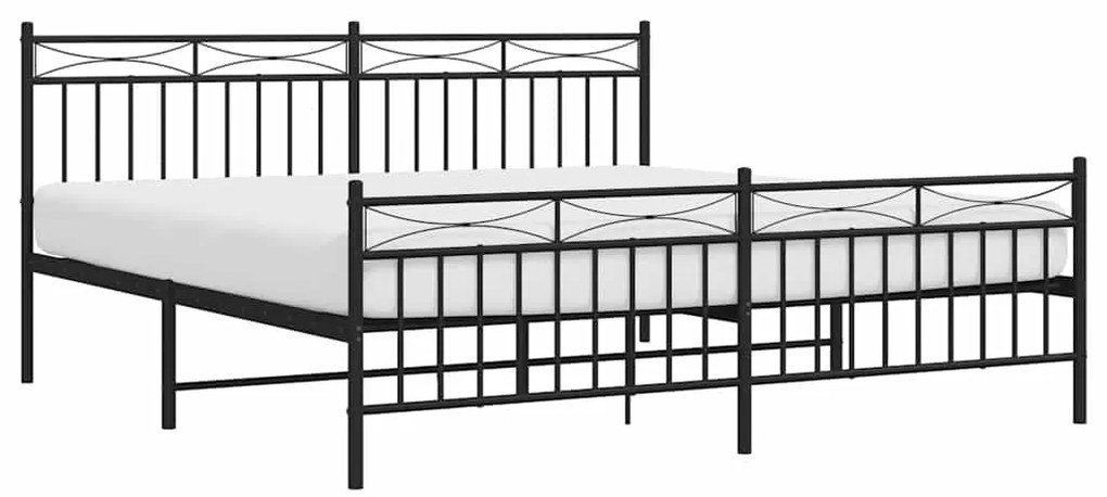 Estrutura de cama com cabeceira e pés 183x213 cm metal preto