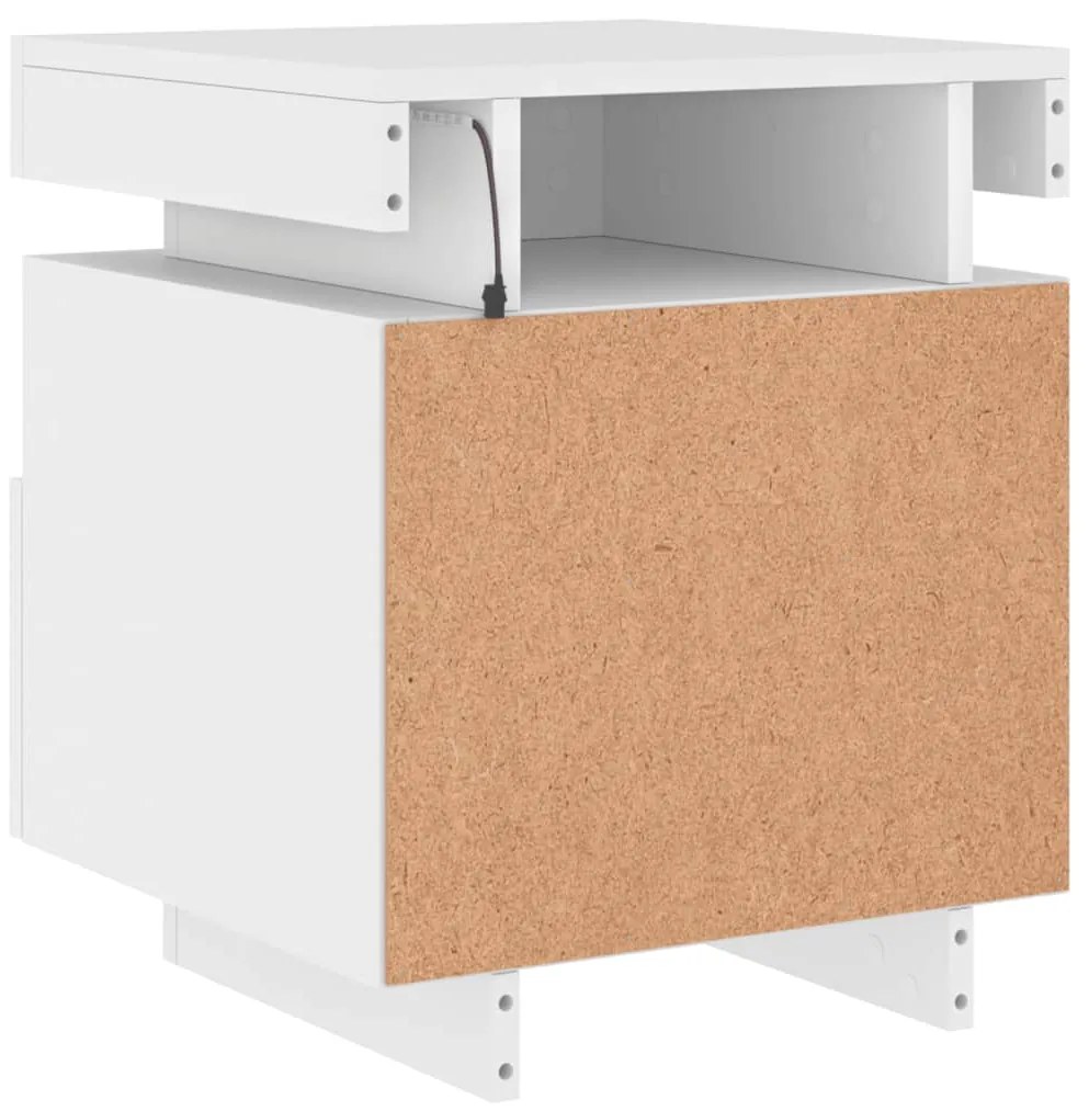 Mesas de cabeceira c/ luzes LED 2 pcs 40x39x48,5 cm branco