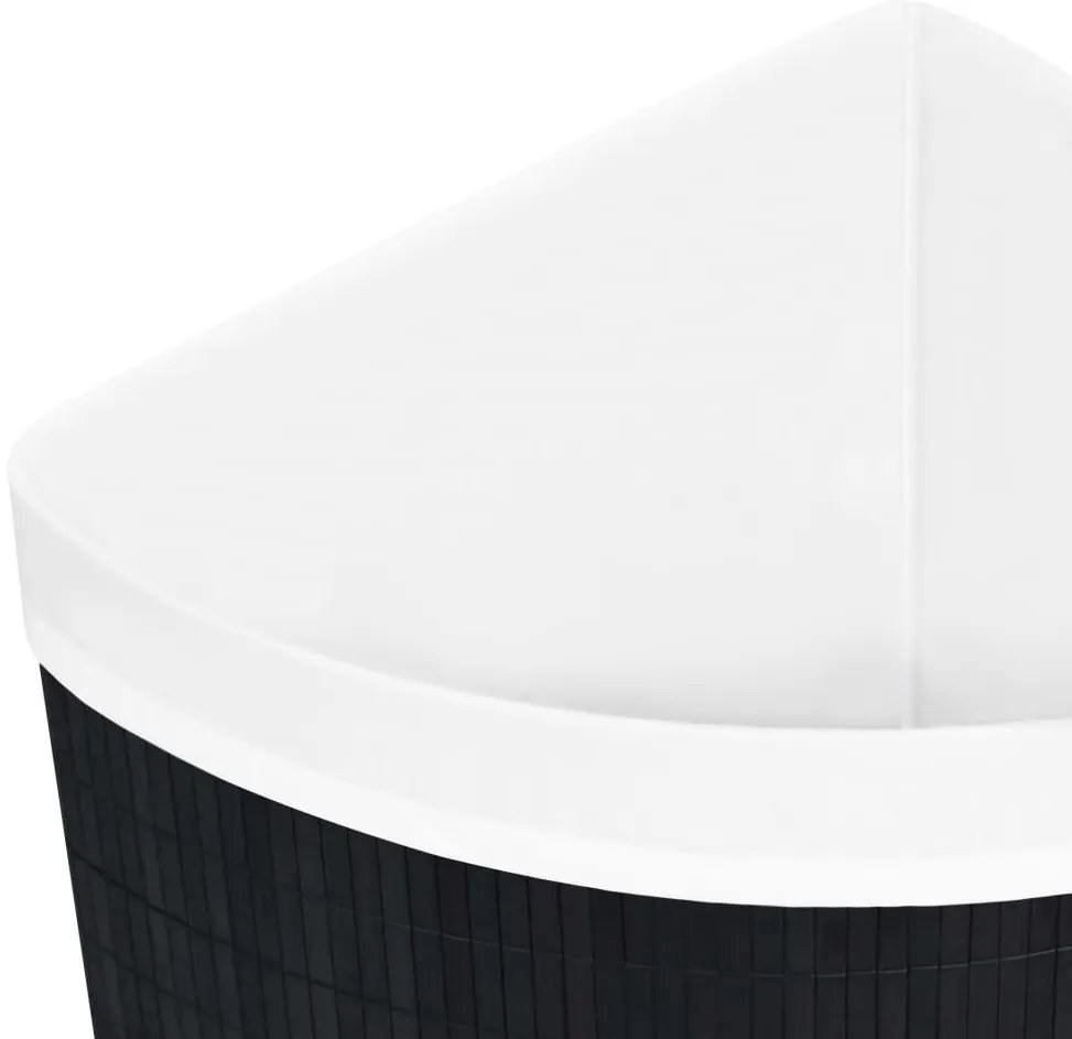 Cesto de canto para roupa suja 60 L bambu preto