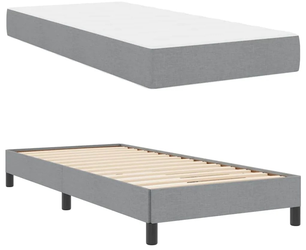Cama Box Outros Cinzento-claro 90 x 190 cm tecido