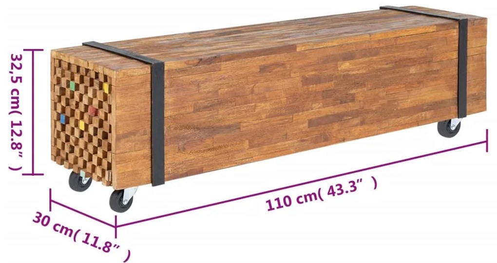 Suporte de TV 110x30x32,5 cm madeira de teca maciça