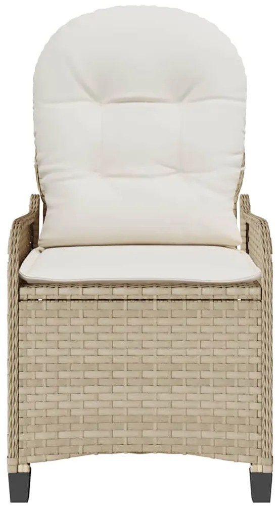 Cadeira Recliner vidaXL com Almofada Bege em Rattan Sintético