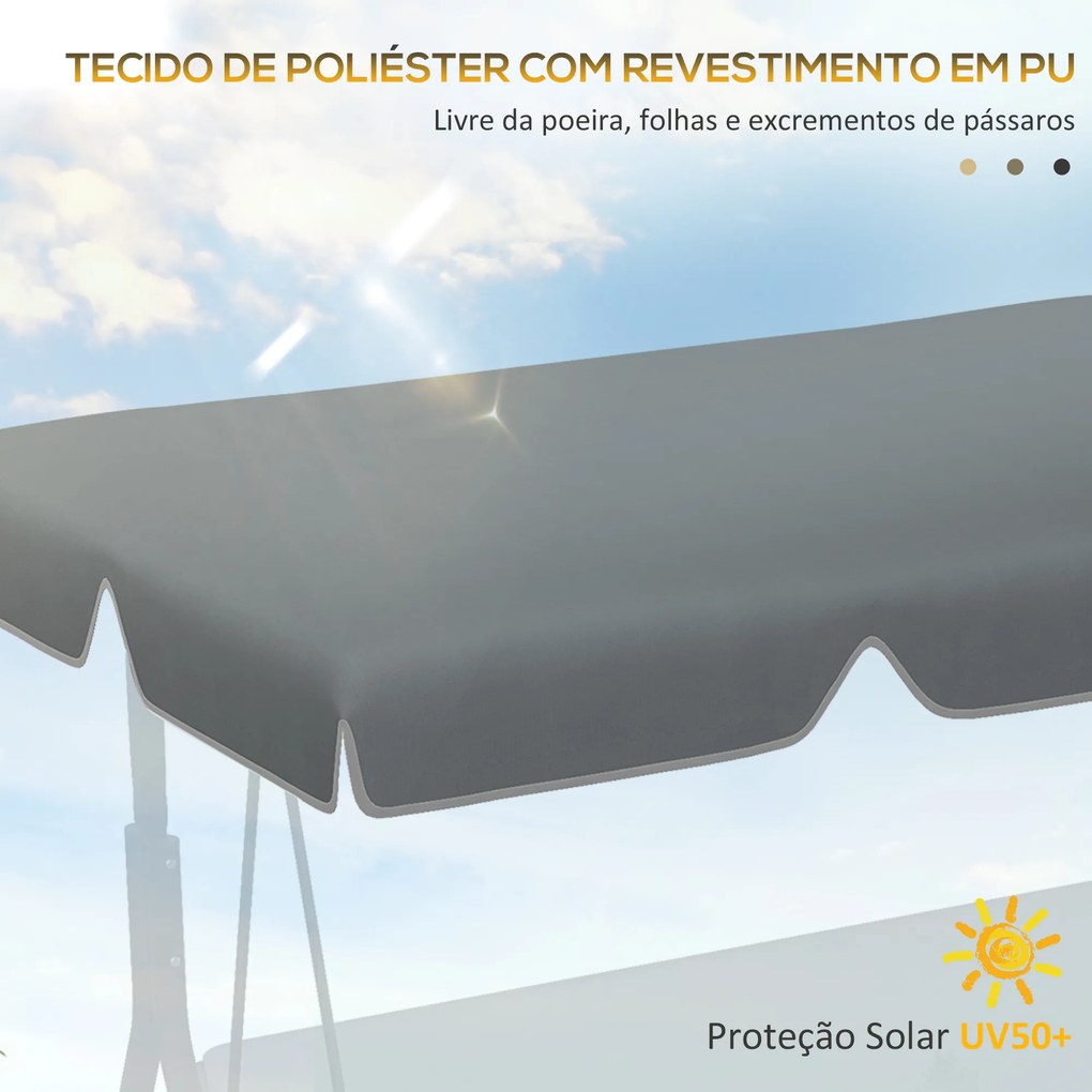 Toldo de Substituição para Baloiço de 2 Lugares com Proteção UV50+ para Jardim Varanda Pátio 92x144 cm Cinza Escuro