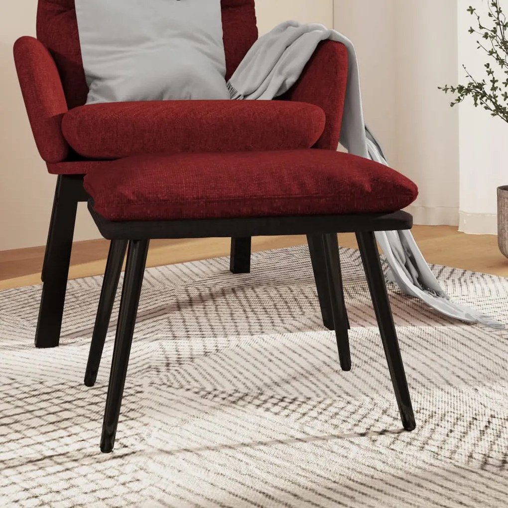 vidaXL Apoio de pés45x29,5x35cm tecido/couro artificial vermelho tinto