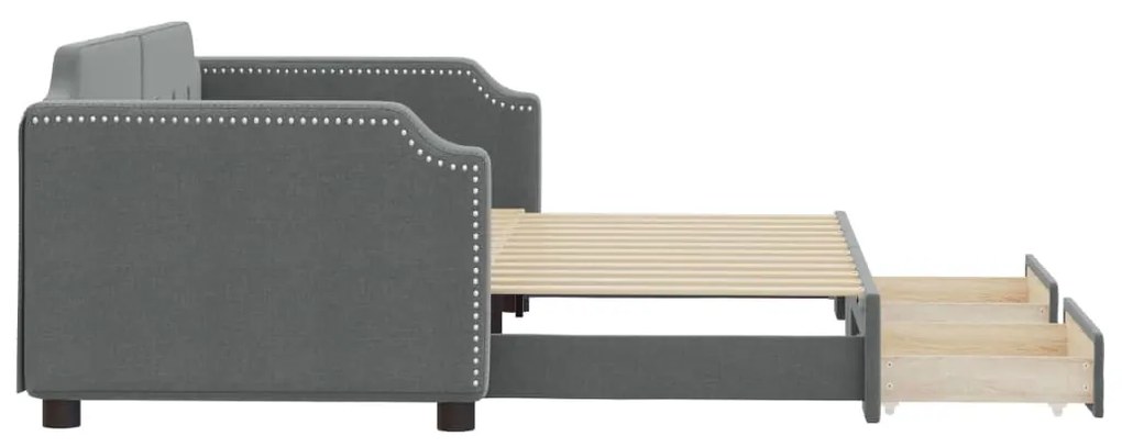 Sofá-cama c/ gavetão e gavetas 90x190 cm tecido cinzento-escuro