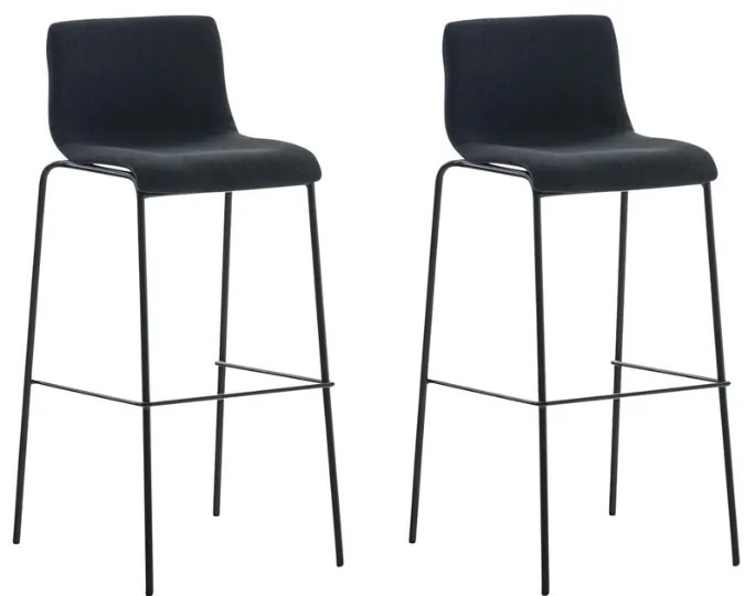 Conjunto de 2 bancos de bar Hoover em tecido e com estrutura preta 43 x 100 x 48 cm Preto