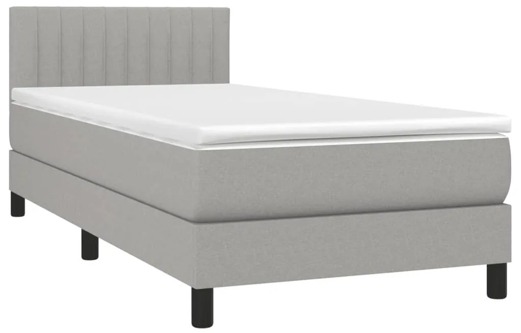 Cama com molas/colchão 100x200 cm tecido cinzento-claro