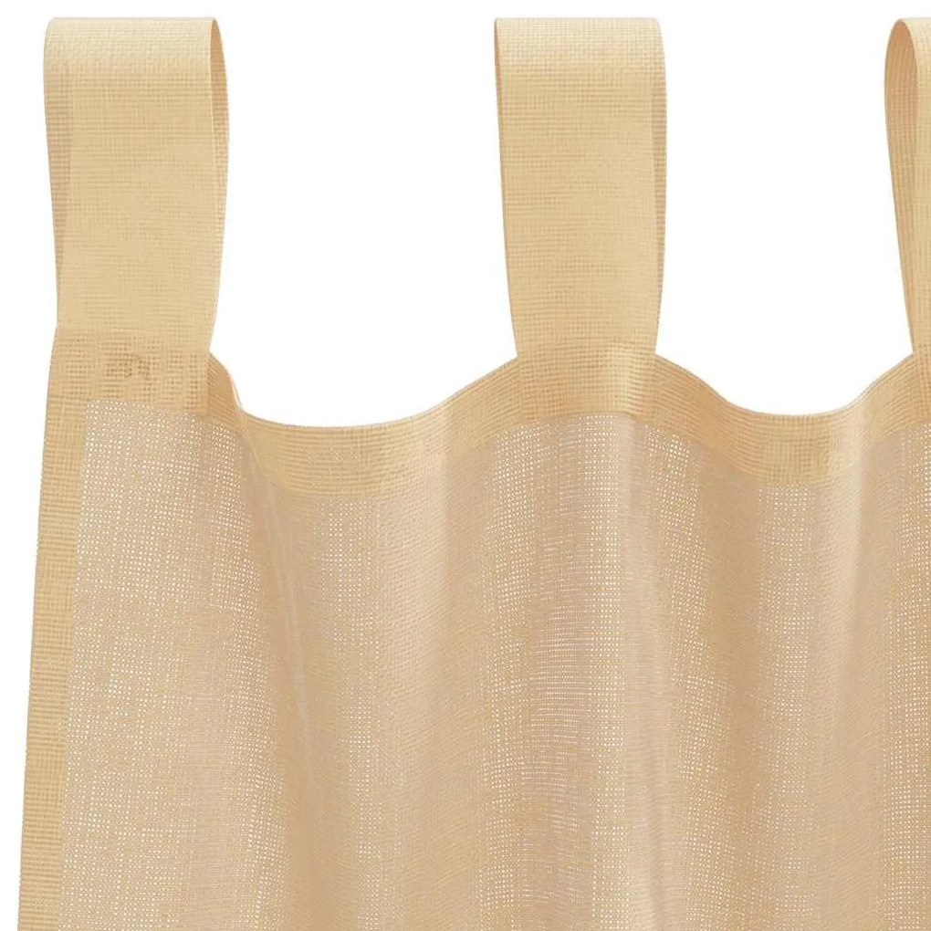 Cortinas de voile com bolsos para varão 2 pcs areia
