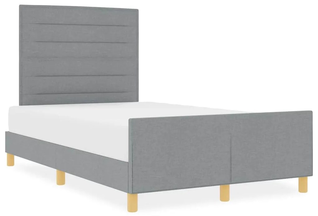 Cama vidaXL Cinza Claro 120x190 cm Tecido