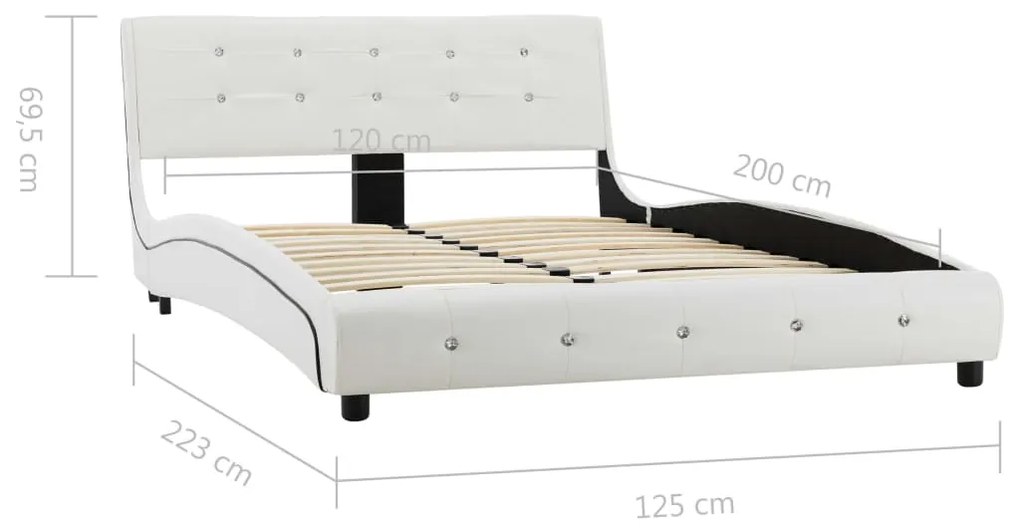 Estrutura de cama 120x200 cm couro artificial branco