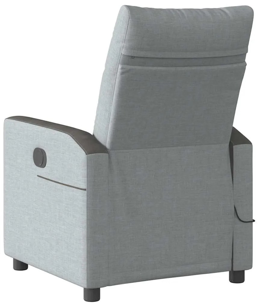 Poltrona de massagens reclinável elétrica tecido cinzento-claro