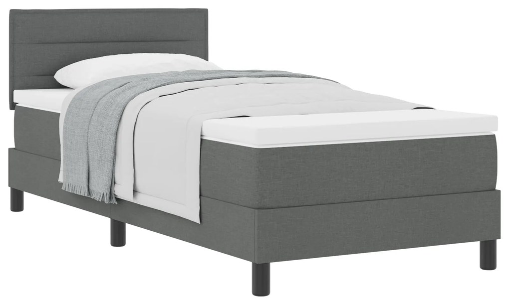 Cama Box Spring com Colchão Cinza Escuro 90x190 cm Tecido