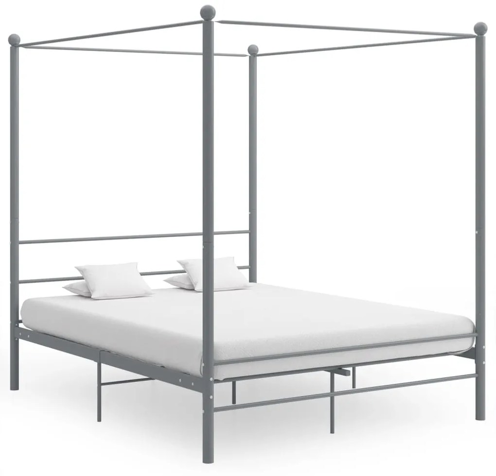 vidaXL Estrutura de cama com dossel 160x200 cm metal cinzento