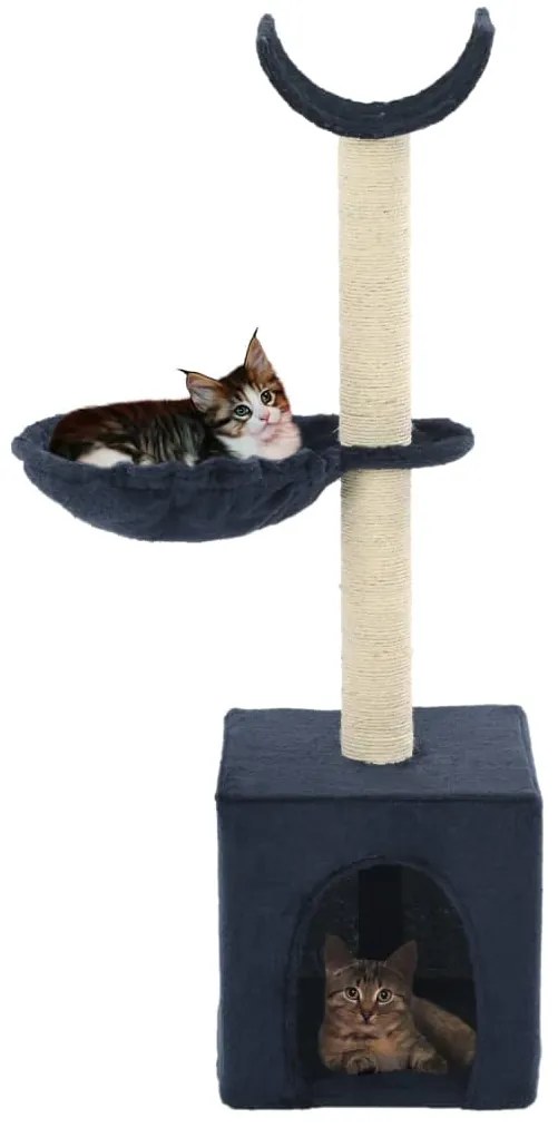 Árvore para gatos c/ postes arranhadores sisal 105 cm azul